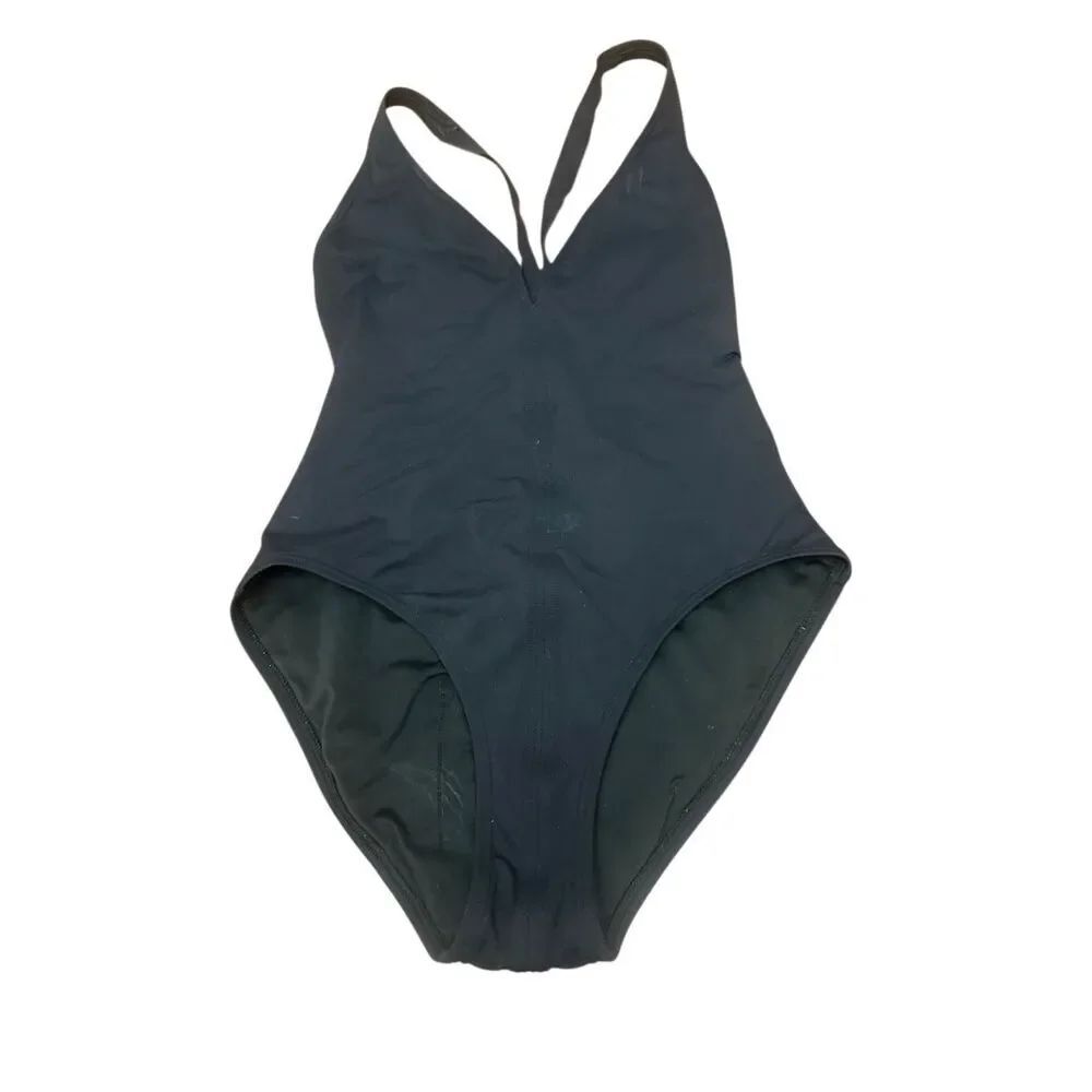 Proenza Schouler Womens Deep V Neck Maillot One Piece Swimsuit Black Size L/G